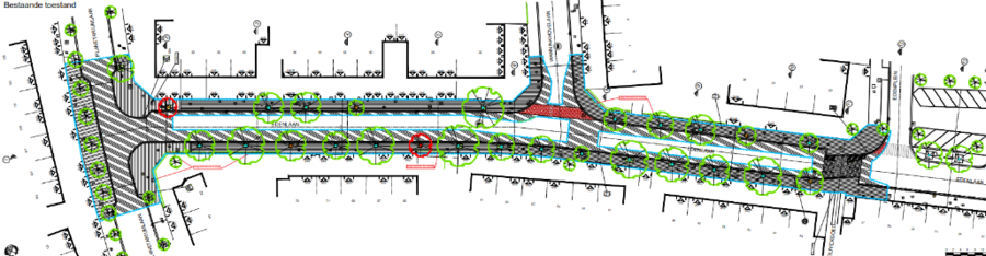 Plan huidige toestand Edenlaan (tussen Planetariumlaan en het Edenplein)